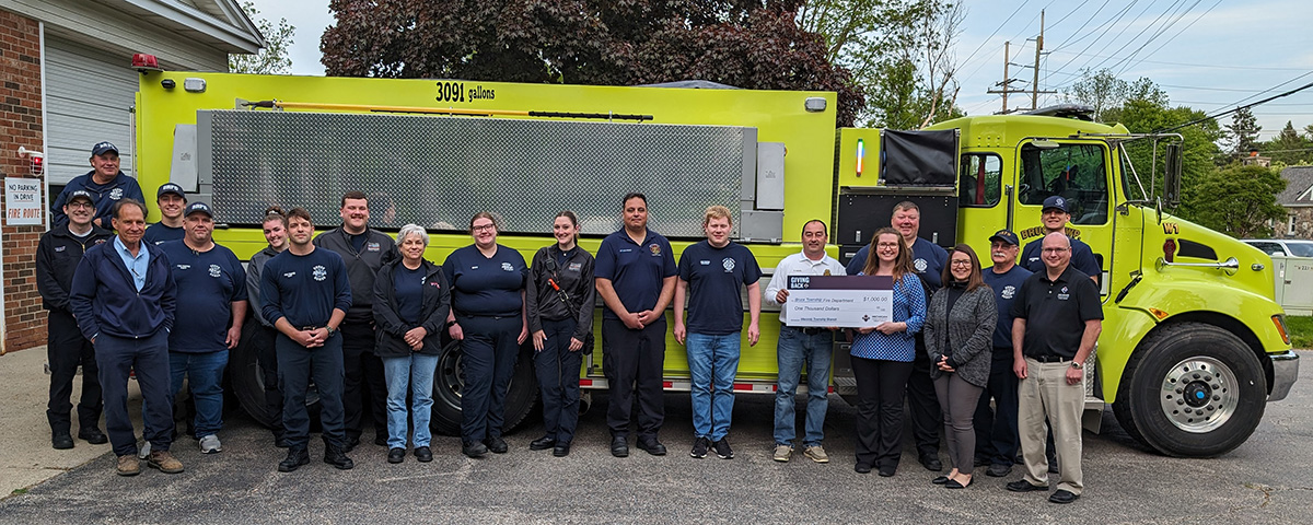 Bruce Township Fire Department check presentation